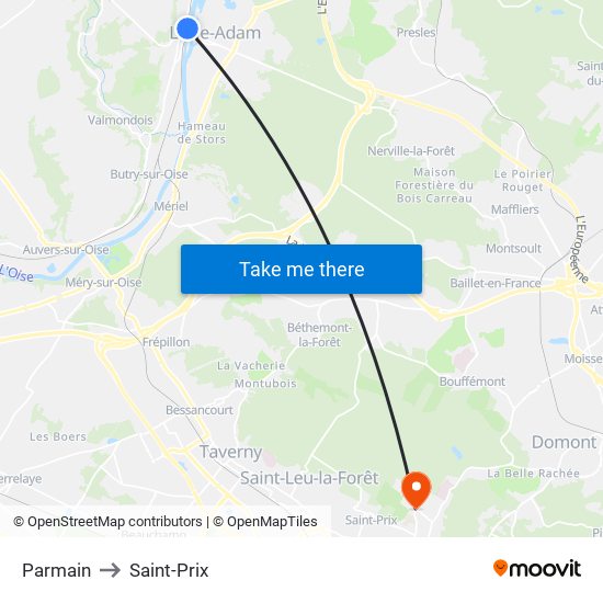Parmain to Saint-Prix map