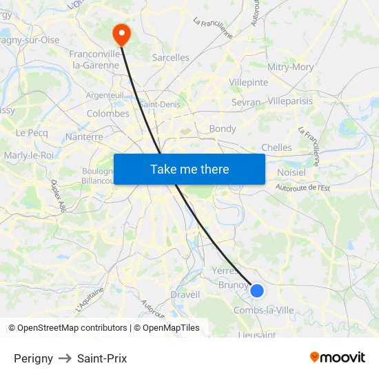 Perigny to Saint-Prix map