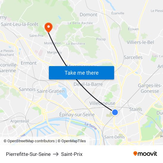 Pierrefitte-Sur-Seine to Saint-Prix map