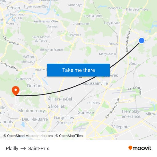 Plailly to Saint-Prix map
