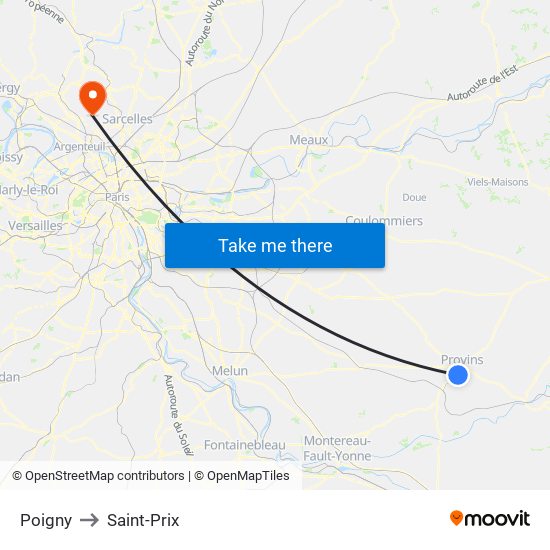 Poigny to Saint-Prix map
