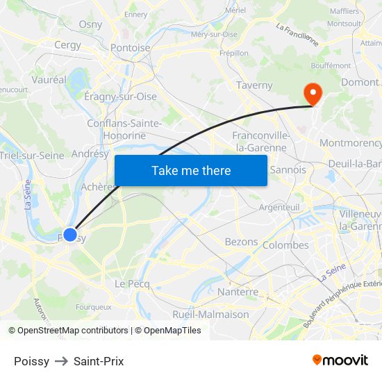 Poissy to Saint-Prix map