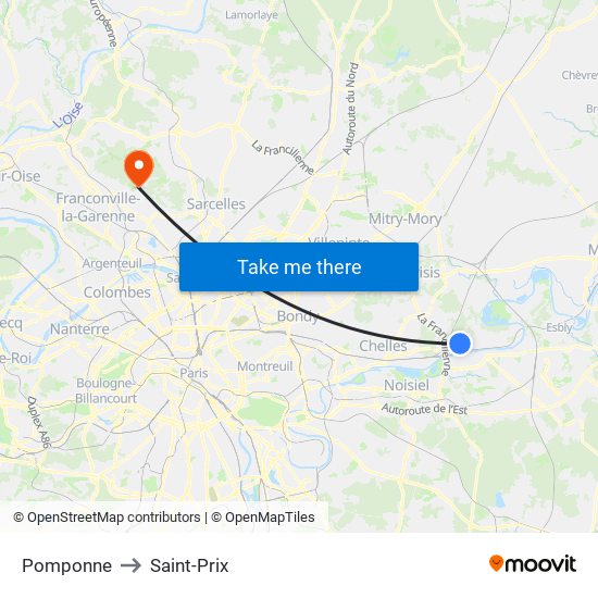Pomponne to Saint-Prix map