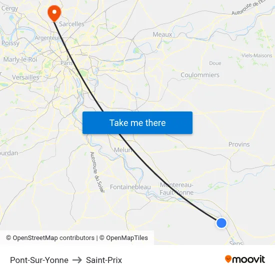 Pont-Sur-Yonne to Saint-Prix map