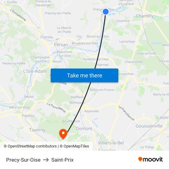 Precy-Sur-Oise to Saint-Prix map