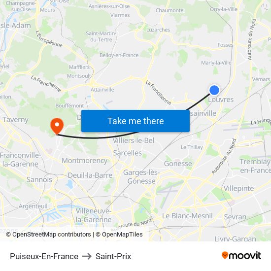 Puiseux-En-France to Saint-Prix map