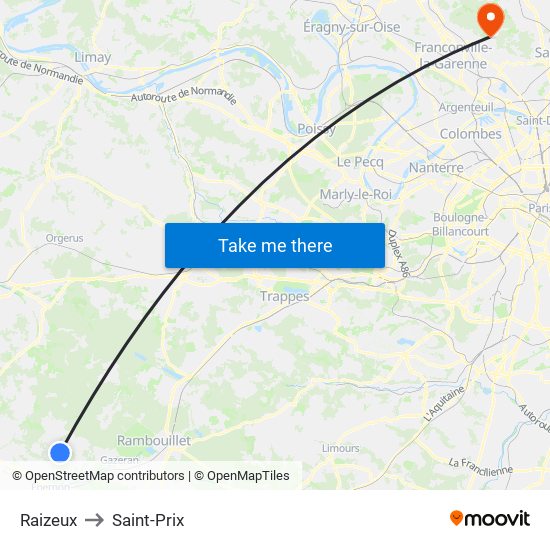 Raizeux to Saint-Prix map