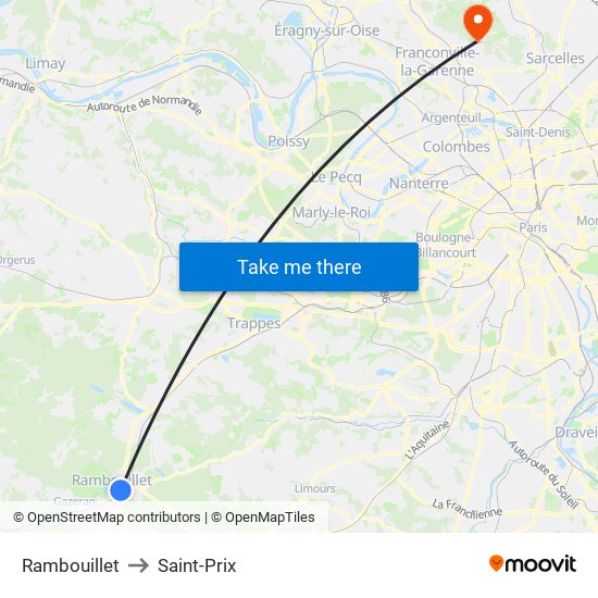Rambouillet to Saint-Prix map