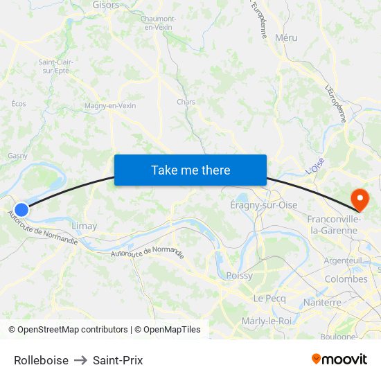 Rolleboise to Saint-Prix map