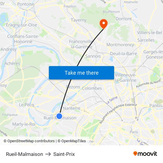 Rueil-Malmaison to Saint-Prix map