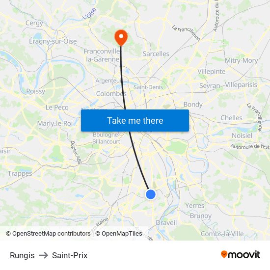 Rungis to Saint-Prix map