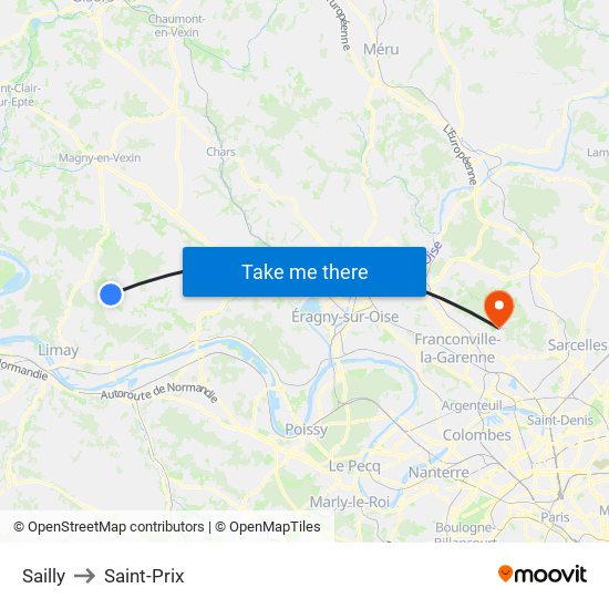 Sailly to Saint-Prix map
