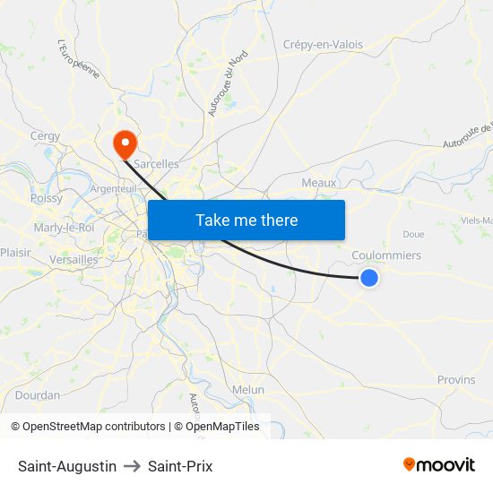 Saint-Augustin to Saint-Prix map