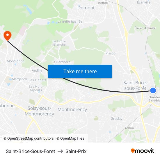 Saint-Brice-Sous-Foret to Saint-Prix map