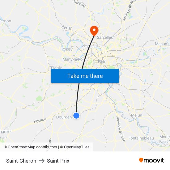 Saint-Cheron to Saint-Prix map