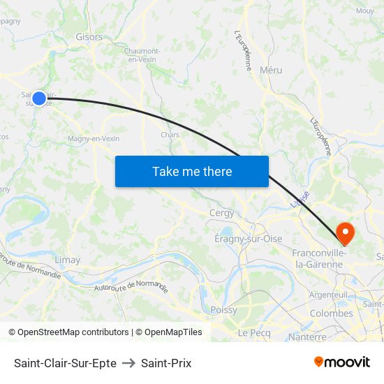 Saint-Clair-Sur-Epte to Saint-Prix map