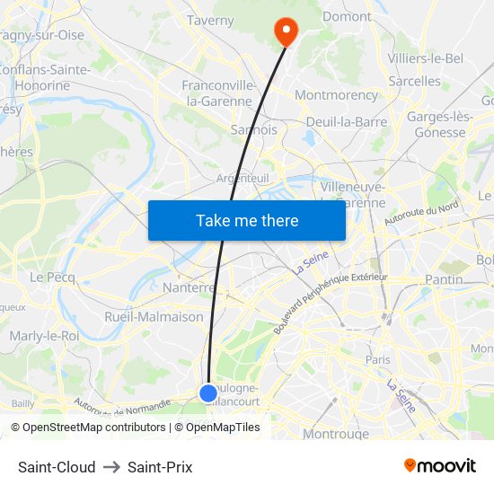Saint-Cloud to Saint-Prix map