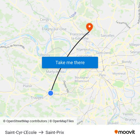 Saint-Cyr-L'Ecole to Saint-Prix map