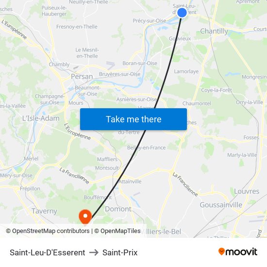Saint-Leu-D'Esserent to Saint-Prix map