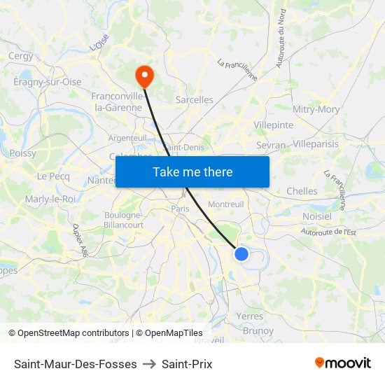 Saint-Maur-Des-Fosses to Saint-Prix map