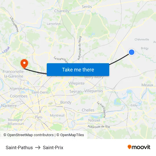 Saint-Pathus to Saint-Prix map