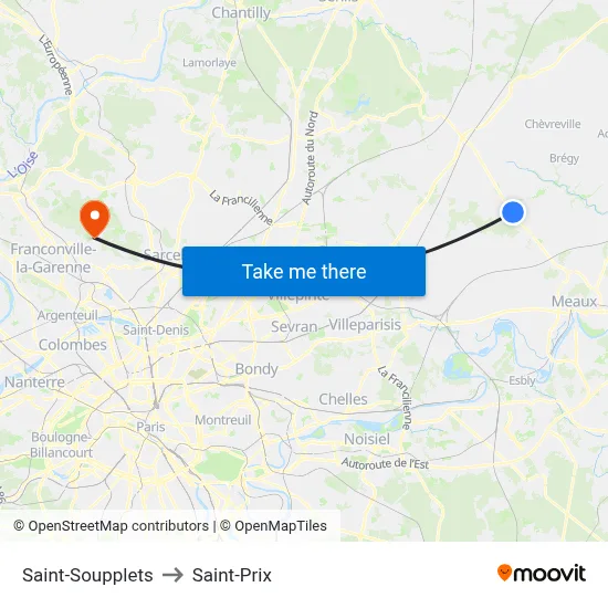Saint-Soupplets to Saint-Prix map