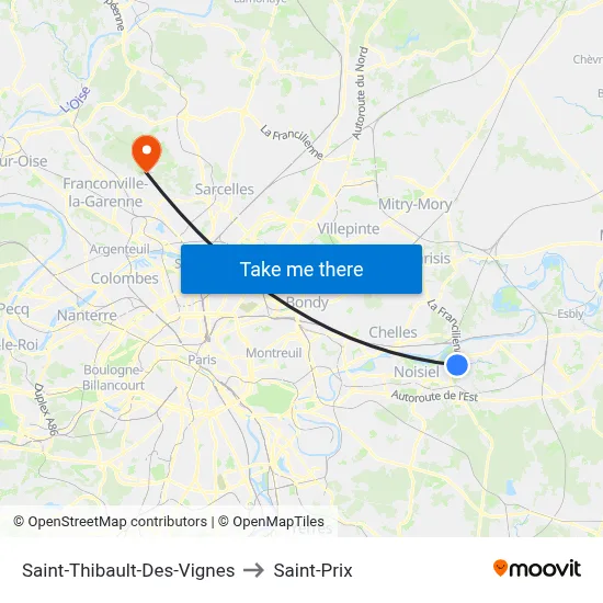 Saint-Thibault-Des-Vignes to Saint-Prix map