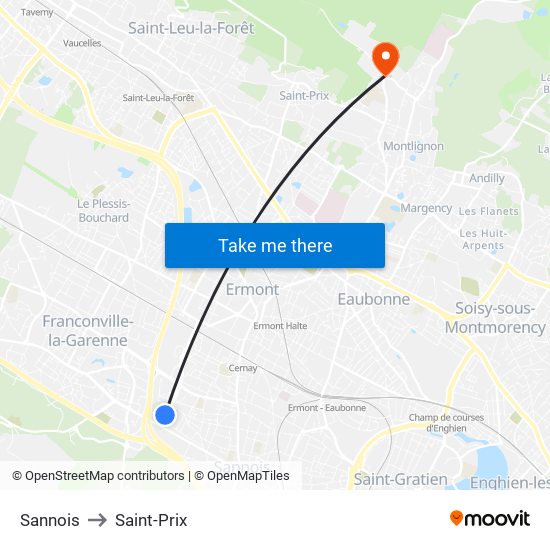 Sannois to Saint-Prix map