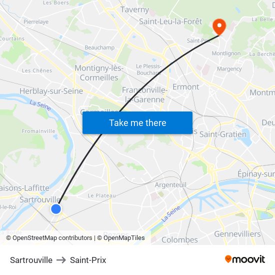 Sartrouville to Saint-Prix map