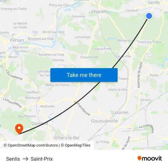 Senlis to Saint-Prix map