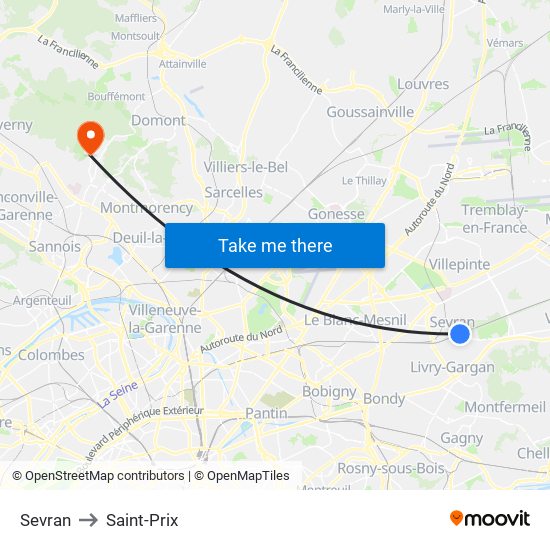 Sevran to Saint-Prix map