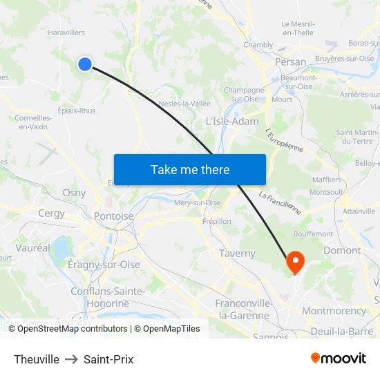 Theuville to Saint-Prix map