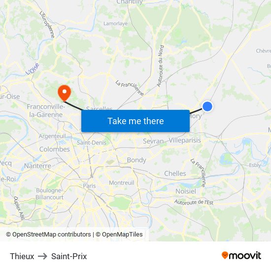Thieux to Saint-Prix map