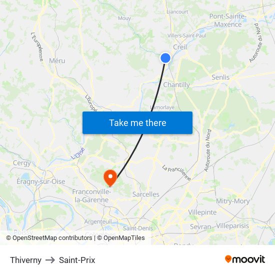 Thiverny to Saint-Prix map