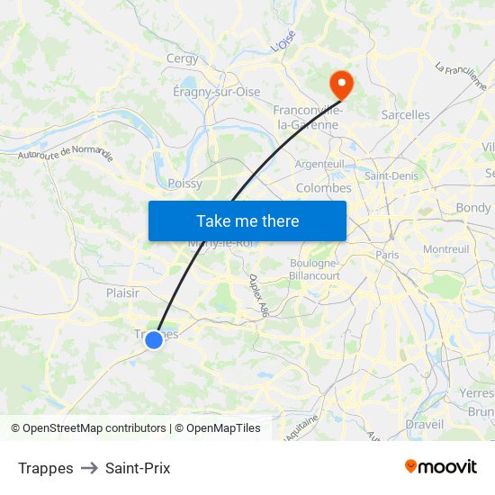 Trappes to Saint-Prix map