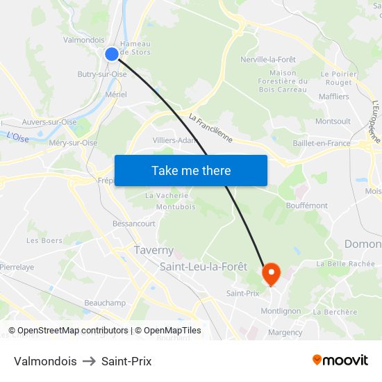 Valmondois to Saint-Prix map