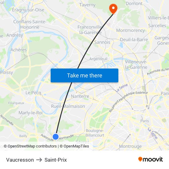 Vaucresson to Saint-Prix map