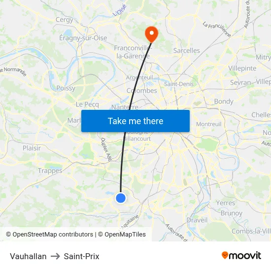 Vauhallan to Saint-Prix map