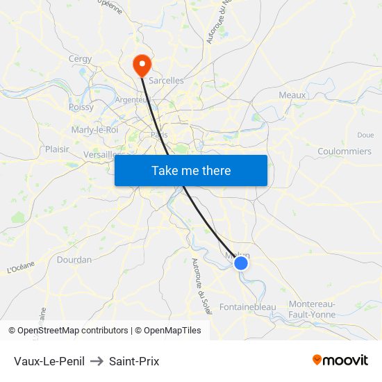 Vaux-Le-Penil to Saint-Prix map