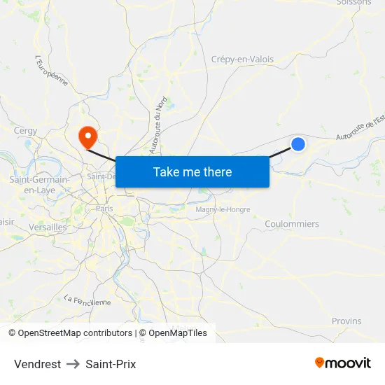 Vendrest to Saint-Prix map