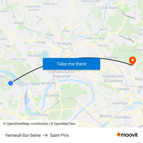 Verneuil-Sur-Seine to Saint-Prix map
