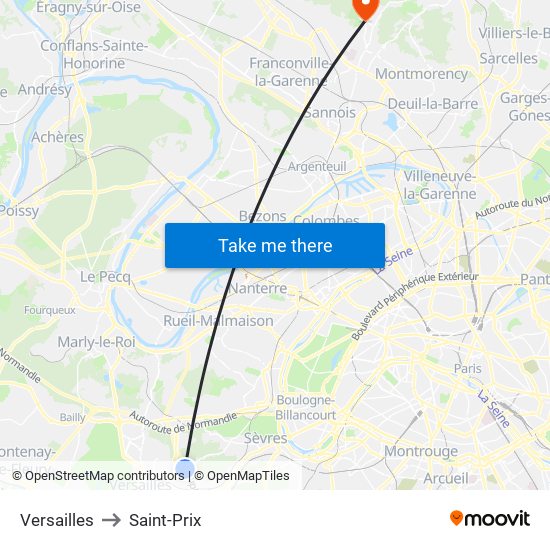 Versailles to Saint-Prix map