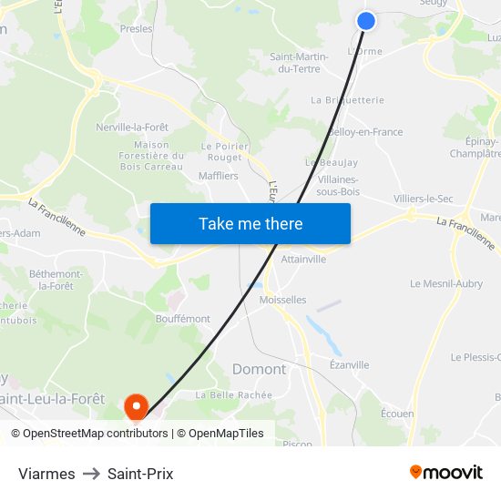 Viarmes to Saint-Prix map