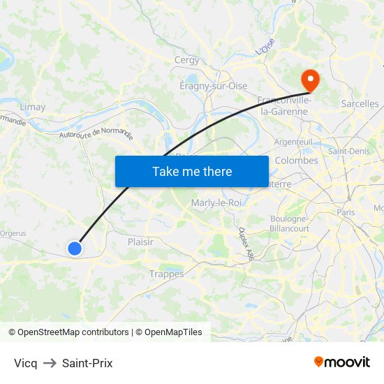 Vicq to Saint-Prix map