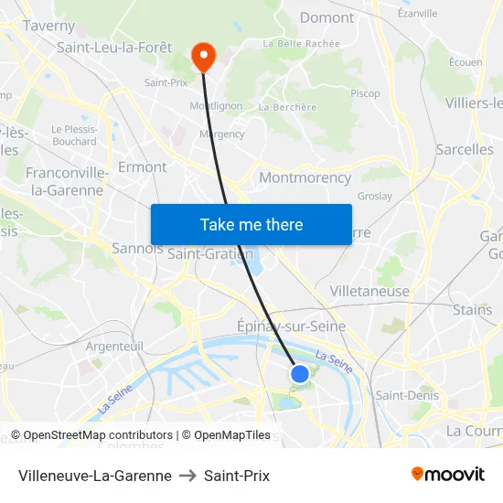 Villeneuve-La-Garenne to Saint-Prix map