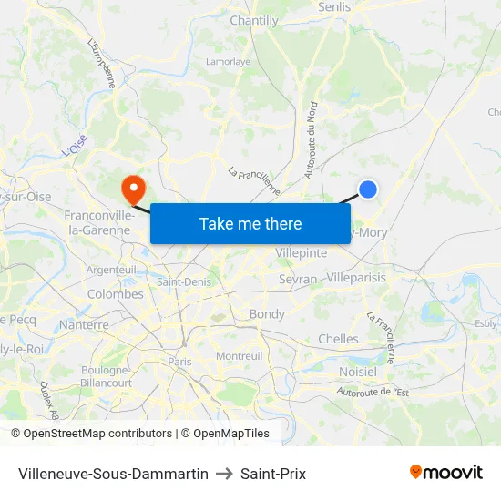 Villeneuve-Sous-Dammartin to Saint-Prix map