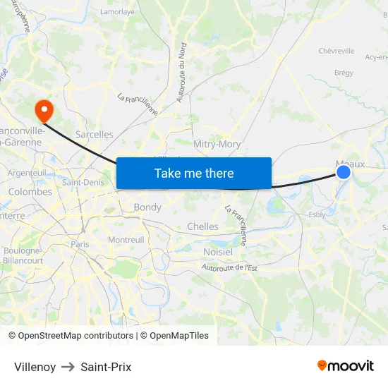 Villenoy to Saint-Prix map