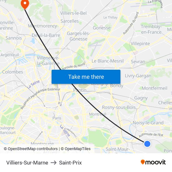 Villiers-Sur-Marne to Saint-Prix map