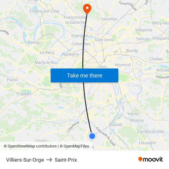 Villiers-Sur-Orge to Saint-Prix map