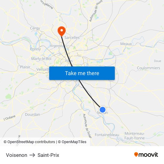 Voisenon to Saint-Prix map